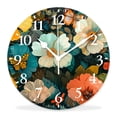 thumbnail image 1 of 16 Inch Wall Clock Battery Operated Silent Clock Decorative for Office, Kitchen, Outdoor, Living Room，Elegant Floral Pattern Bright Colorful Tropical Leaves Bird Modern Cute, 1 of 4