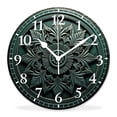 thumbnail image 1 of 16 Inch Wall Clock Battery Operated Silent Clock Decorative for Office, Kitchen, Outdoor, Living Room，Grey and Teal Mandala Ombre Design Space Geometric Center Point Multicolor, 1 of 4