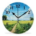 thumbnail image 1 of 16 Inch Wall Clock Battery Operated Silent Clock Decorative for Office, Kitchen, Outdoor, Living Room，Landscape Nature Outdoor Scene with Grassy Hill Summer Pattern, 1 of 4