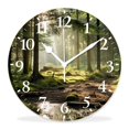 thumbnail image 1 of 16 Inch Wall Clock Battery Operated Silent Clock Decorative for Office, Kitchen, Outdoor, Living Room，forest in Spring Time Sunset Moss Woods Leaf Fantasy View Style, 1 of 4
