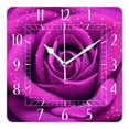 thumbnail image 1 of 16 Inch Wall Clock Battery Operated Square Clock Decorative for Office, Kitchen, Outdoor, Living Room，A Pink Rose Art Pictures, 1 of 4