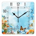 thumbnail image 1 of 16 Inch Wall Clock Battery Operated Square Clock Decorative for Office, Kitchen, Outdoor, Living Room，Butterfly Daisy Creative, 1 of 4