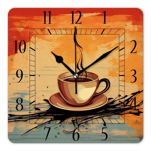 16 Inch Wall Clock Battery Operated Square Clock Decorative for Office, Kitchen, Outdoor, Living Room,Coffee Bean Coffee Exquisite