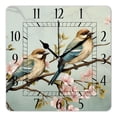 thumbnail image 1 of 16 Inch Wall Clock Battery Operated Square Clock Decorative for Office, Kitchen, Outdoor, Living Room，Flowers and Birds Print, 1 of 4