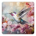 thumbnail image 1 of 16 Inch Wall Clock Battery Operated Square Clock Decorative for Office, Kitchen, Outdoor, Living Room，Hummingbird Flower Spring Drawing, 1 of 4