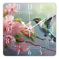 thumbnail image 1 of 16 Inch Wall Clock Battery Operated Square Clock Decorative for Office, Kitchen, Outdoor, Living Room，Hummingbird White Flower Leaves Creative, 1 of 4
