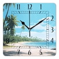 thumbnail image 1 of 16 Inch Wall Clock Battery Operated Square Clock Decorative for Office, Kitchen, Outdoor, Living Room，Tropical Palm Leaves Image, 1 of 4