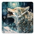 thumbnail image 1 of 16 Inch Wall Clock Battery Operated Square Clock Decorative for Office, Kitchen, Outdoor, Living Room，Wolf Tree Moon Starry Creative, 1 of 4