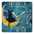 thumbnail image 1 of 16 Inch Wall Clock Battery Operated Square Clock for Office, Kitchen, Outdoor, Living Room,Black Cat Starry Night Stars Chic, 1 of 4