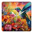 thumbnail image 1 of 16 Inch Wall Clock Battery Operated Square Clock Decorative for Office, Kitchen, Outdoor, Living Room，Beautiful Hummingbird Flower Landscape Nature Image, 1 of 4