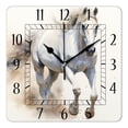 thumbnail image 1 of 16 Inch Wall Clock Battery Operated Square Clock Decorative for Office, Kitchen, Outdoor, Living Room，Farmhouse Animal White Horse Peace Beautiful Design, 1 of 4