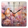 thumbnail image 1 of 16 Inch Wall Clock Battery Operated Square Clock Decorative for Office, Kitchen, Outdoor, Living Room，Fashion Purple Flowers and Yellow Butterflies Beautiful, 1 of 4