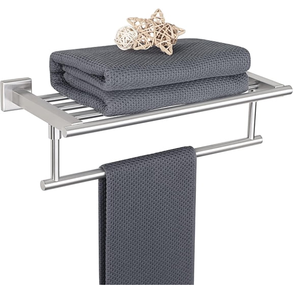 16 Inch Wall Mounted Towel Rack with Multi Bars, 304 Stainless Steel Bathroom Storage Shelf, Heavy Duty Towel Holder, Brushed Nickel Finish