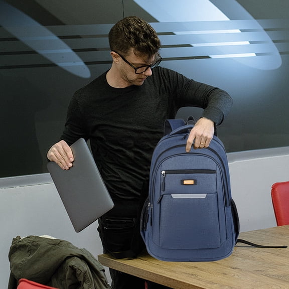 16 Inch Water Resistant Laptop Backpack Large Capacity Business Travel School Computer Bag (Blue)