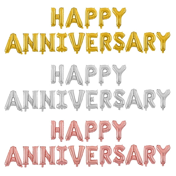 ULTNICE Happy Anniversary Balloon Decor Set with Golden Aluminum Foil Letters for Wedding 16