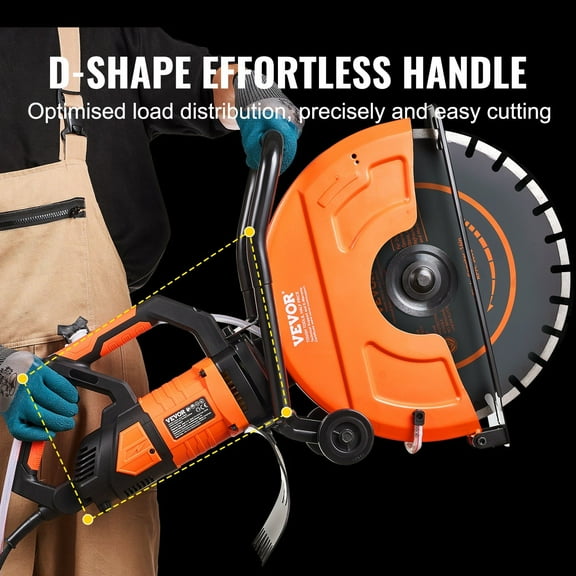 16 Inch Wet Disk Concrete Saw Cutter 3200W 15A Motor 6 Inch Adjustable Cutting Depth Includes Water Line Pump and Blade for Stone Brick Electric Saw