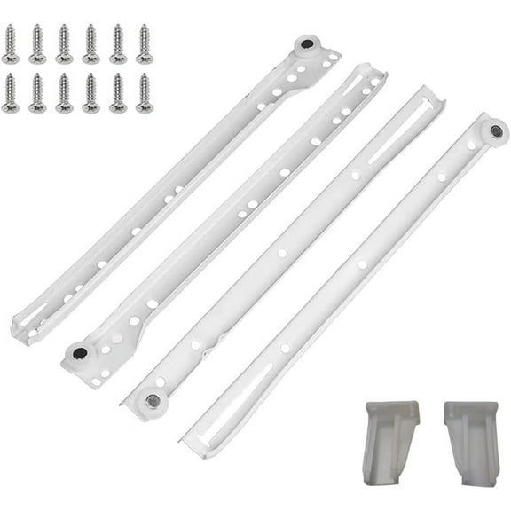 16 Inch White Euro Slides Pack of 4 for Face-Frame and Frameless Cabinets. 75lbs Capacity Cold Rolled Steel Powder Coated