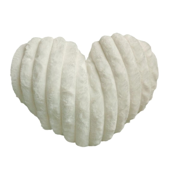 16 Inch White Heart Pillow Cute Decorative Throw Pillows, Heart Shaped Soft Fluffy Faux Fur Pillows Cushions for Couch Chair Bed Bedroom Room Home Decor Aesthetic