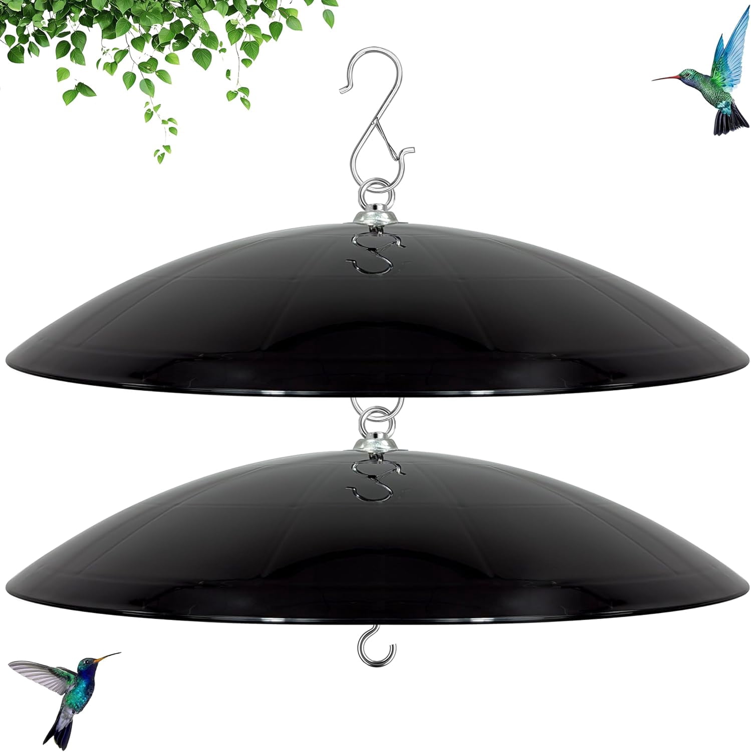 16-Inch Widened Bird Feeder Cover,Hummingbird Feeder Rain Guard,Squirrel Baffle for Bird Feeders,Squirrel-Proof for Outside Tree Trunk or Eave,Funny Gift for Men(Black), 2 Pack