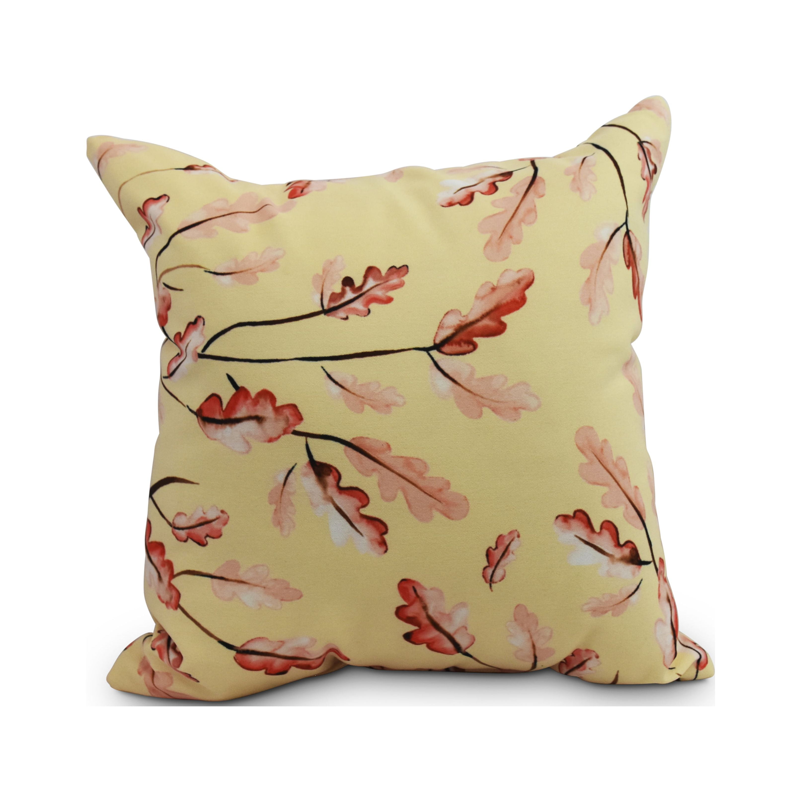 16 Inch Wild Oak Leaves Cream Floral Print Decorative Throw Pillow