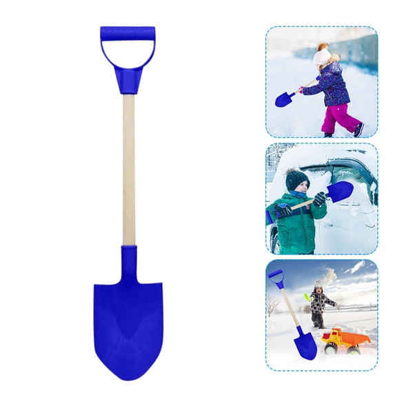 16 Inch Wooden Handle Sand Shovel, Long Blade Digging Tool for Beach Excavation, Snow Clearing & Garden Soil Work, Sturdy Multi-Purpose Outdoor Hand Tool