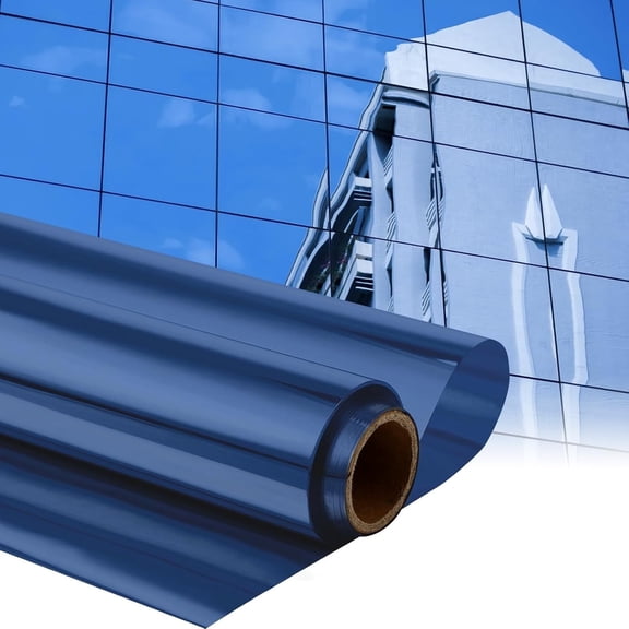 16 Inch x 7 Ft One Way Mirror Tint Window Film - Daytime Reflective Mirror Tint for Heat Control & UV Blocking Static Cling Sun Blocking Thermal Insulated Film for Home & Office (Blue)