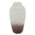 thumbnail image 1 of 16 Inches Geometric Textured Glass Vase, White and Brown - Saltoro Sherpi, 1 of 4
