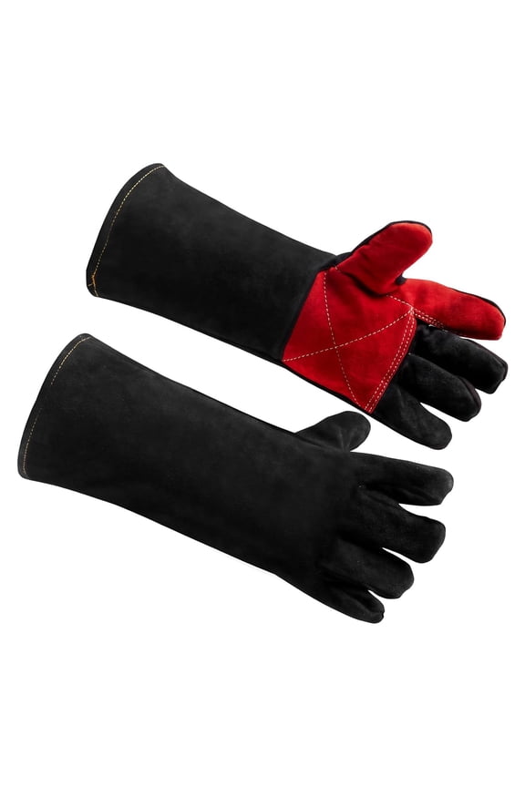 16 Inches Leather Welding Gloves Fire Resistant,Animal Handling Gloves Bite Proof for Cat Dog Snake - Large
