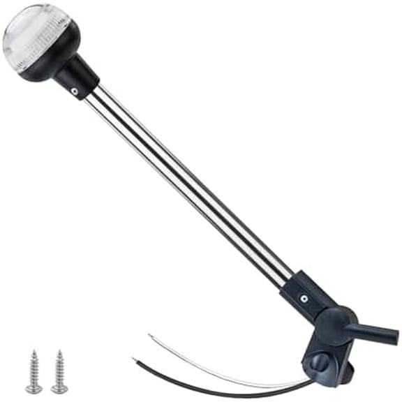 16 Inches Stern Light,Bimini Top Light,Navigation Lights,White Anchor Lights,Folding Base,USCG Certified 2NM,for Pontoon Boats$$Watercraft