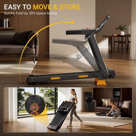 16% Incline Treadmill with Handle, 4-in-1 Foldable Treadmill with Triple-Screen Console, 3.0HP Quiet Brushless Treadmills for Home and Office Use, 400 LBS Capacity$$Sport & Recreation Other