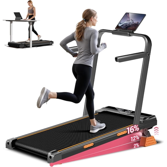 16% Incline Walking Pad Treadmills for Home Small, 4-in-1 Under Desk Treadmill with Handles