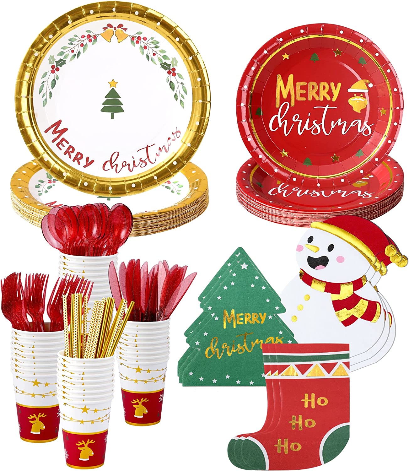16 Includes Christmas Paper Plates and Napkins Sets Serves