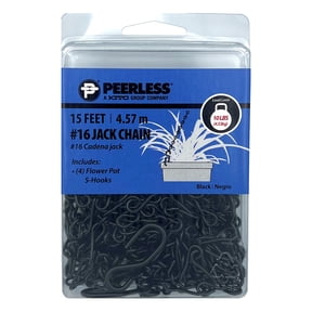 #16 Jack Chain Kit, Black, 15', 4 S-Hooks, Peerless Chain Company, #4745045