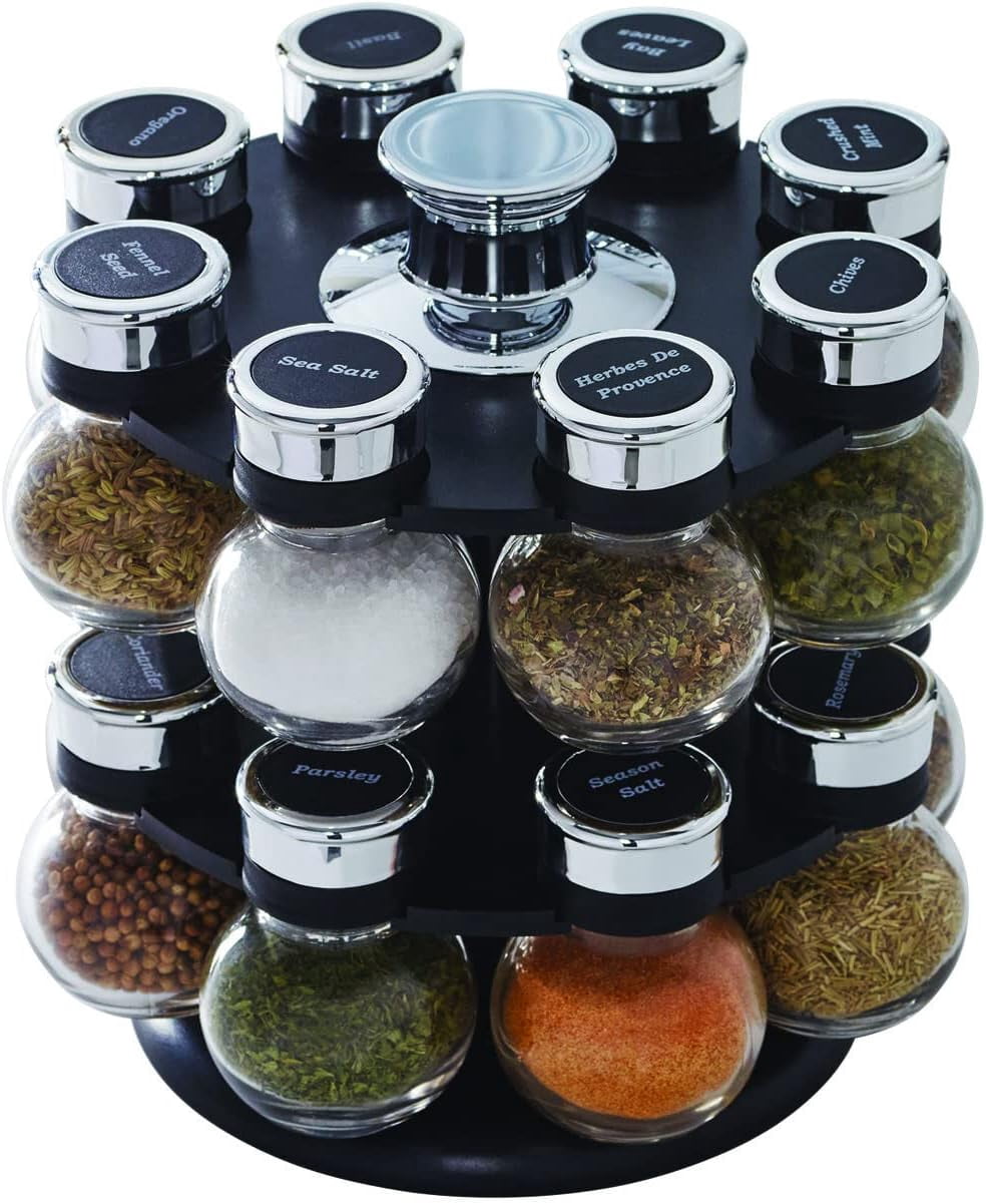 16 Jar Ellington Revolving Countertop Spice Rack with Lift & Pour Caps ...
