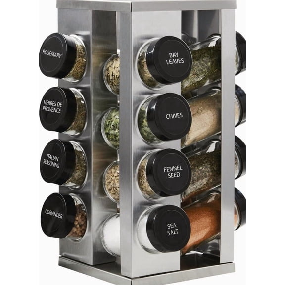 16 Jar Heritage Revolving Countertop Spice Rack Grey