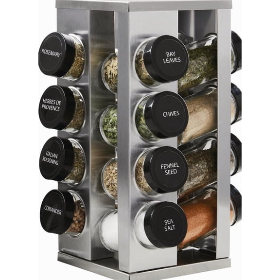 16 Jar Heritage Revolving Countertop Spice Rack Grey
