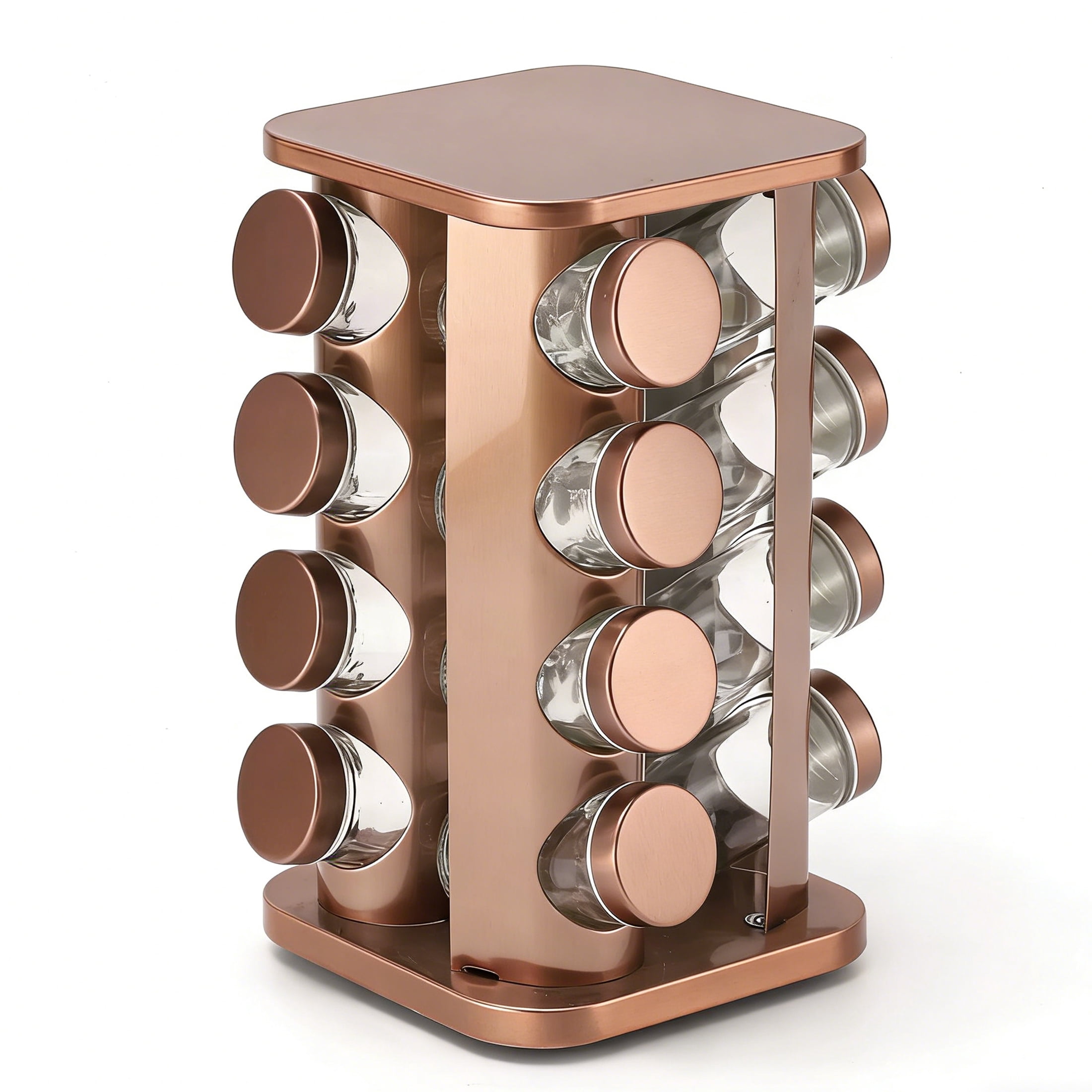 Rotating Spice Rack, Spice Organizer with 16-Jar, Seasoning Rack Organizer with Funnel & Labels, Kitchen Storage Rack for Countertop, Cabinet, Pantry