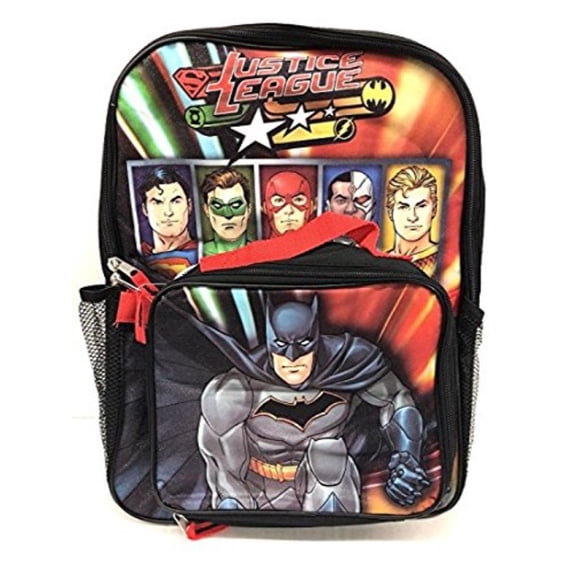 16" Justice League Bookbag School Backpack Lunch Box SET