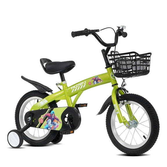 16" Kids Bicycle with Training Wheels Single Speed Sporty Kids Bike for Boys Girls Aged 4-7 Years, Green