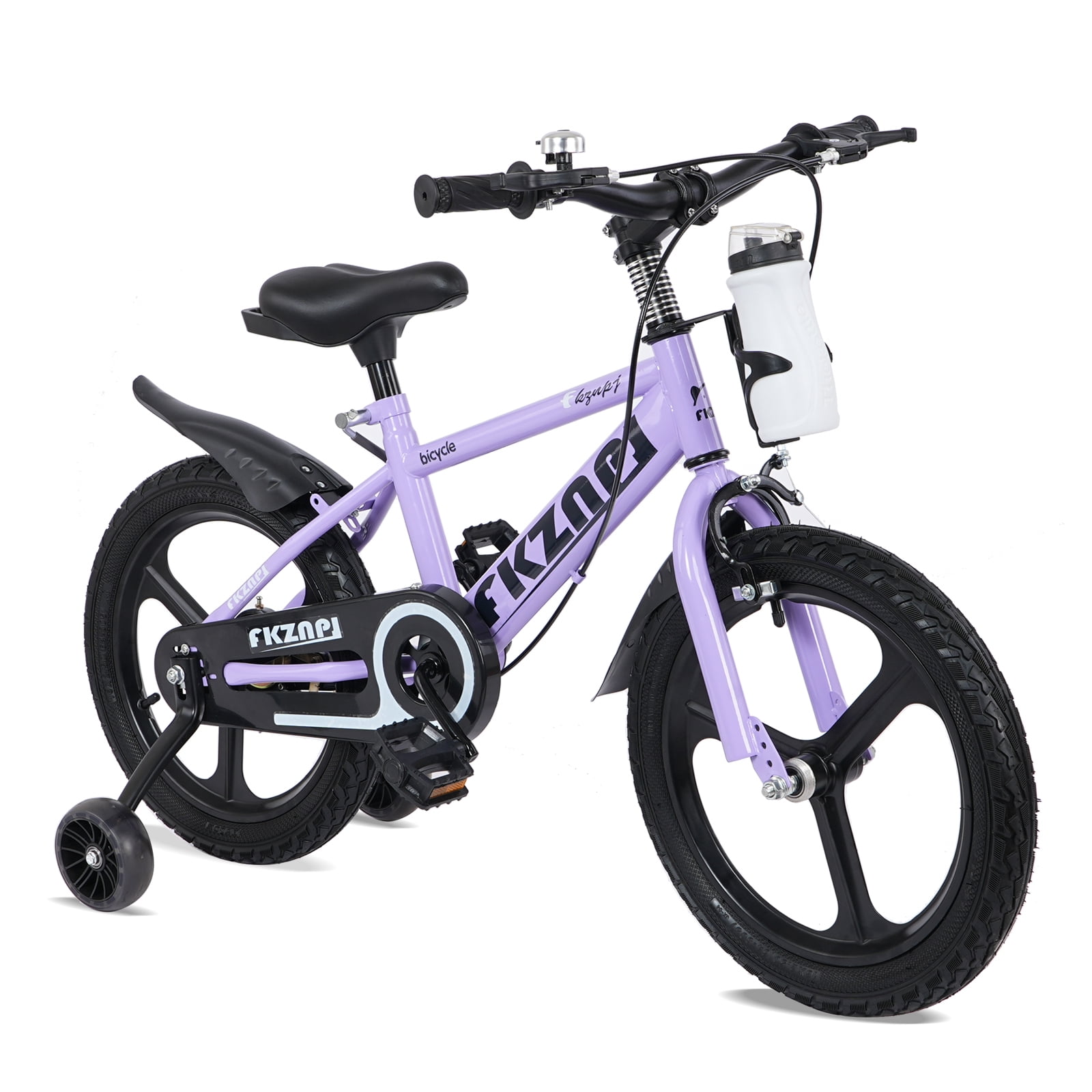 16" Kids Bike for Boys Girls, Toddler Bike with Training Wheels, Bicycle for Kids with Adjustable Seat, Water Bottle, Fits Riders 41"-53", Purple