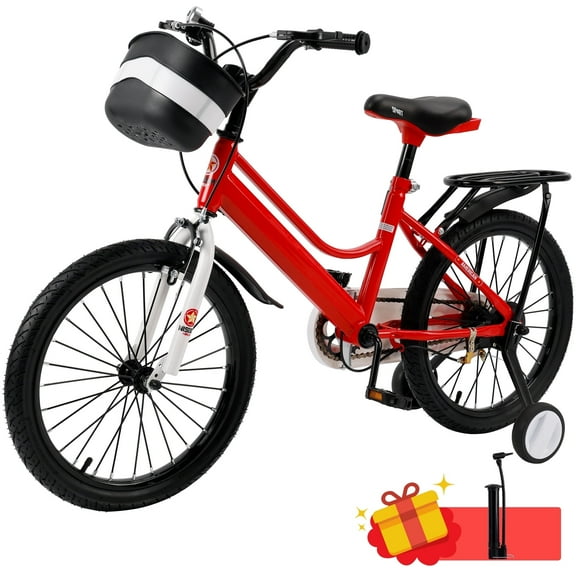 Kids Bike for Boys and Girls 16 18 inch Bicycle with Basket, Training Wheels, Ajustable Handlebars and Seat, Blue