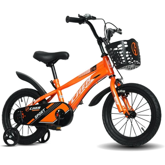 16" Kids Bikes for Girls and Boys, DEYGIA Kids' Bicycles with Training Wheels, Ages 4-8 Years, Orange