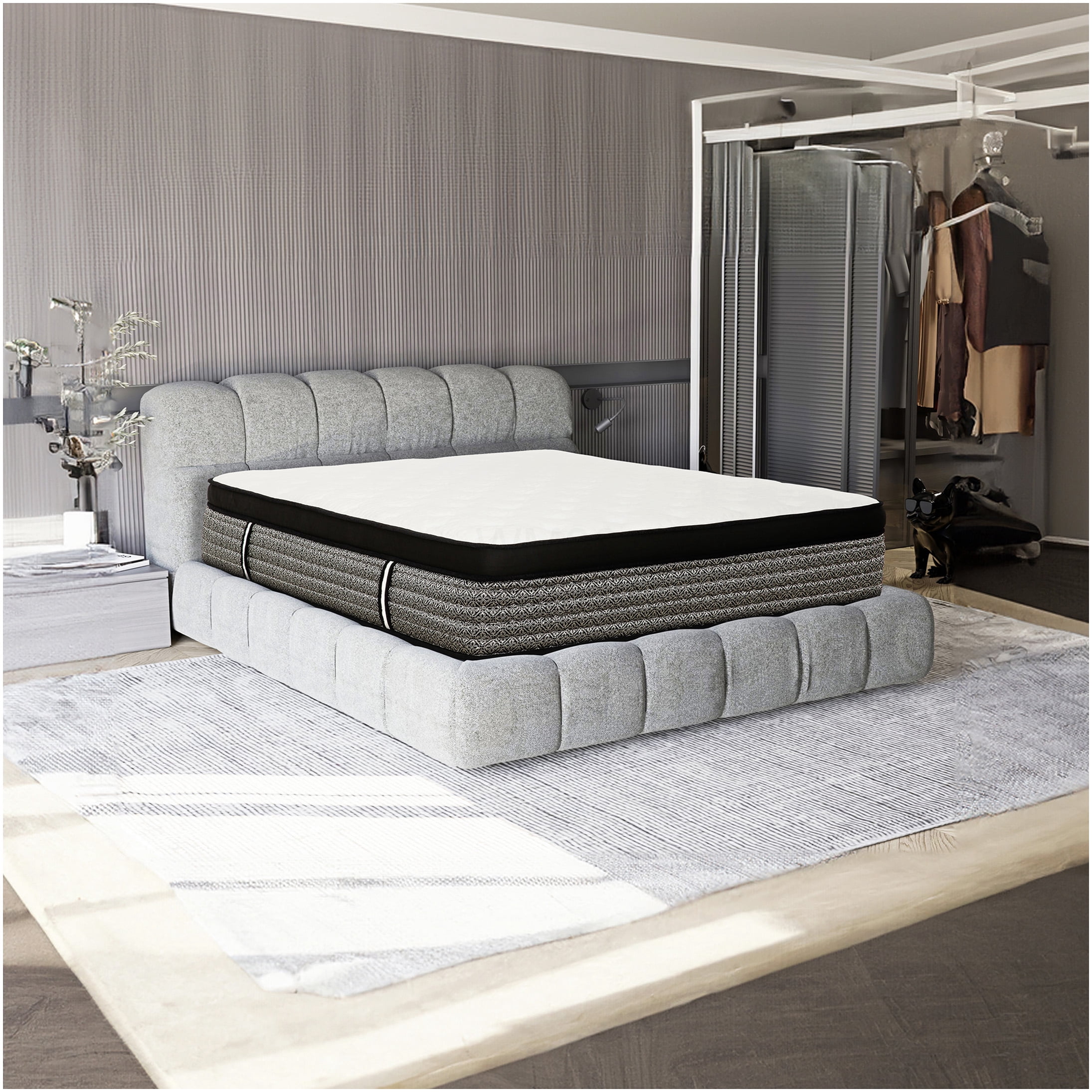 16" King Hybrid Mattress with Euro Pillow Top, Cooling Gel Memory Foam and Pocket Coils for Motion Isolation, Pressure Relief, CertiPUR-US Certified