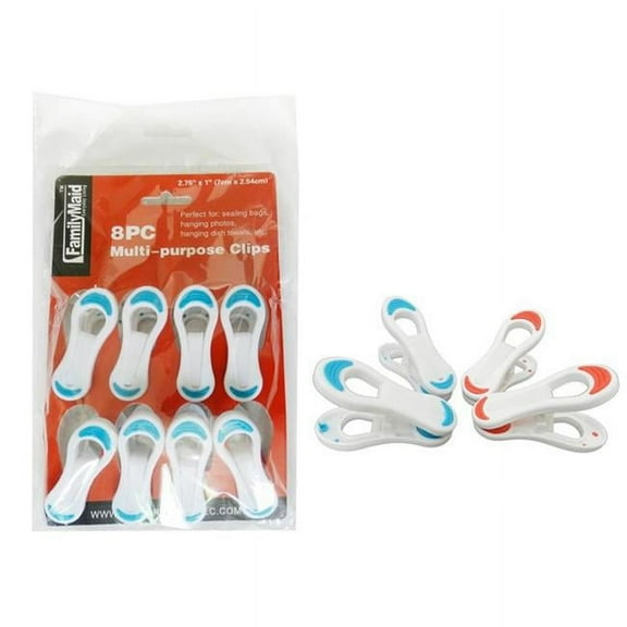 16 Kitchen Chip Snack Storage Sealing Bag Multi Purpose Food Clips, 8 Red & 8 Blue, Pack of 16 clips