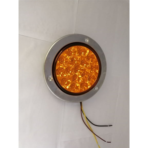 16-LED 12V 24V Round Clear Lens Amber Tail Lights Back-up Reverse Lamps for Truck Trailer RV 2pc