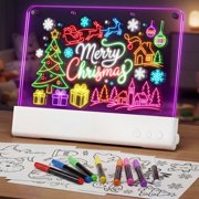 16 LED Light Up Drawing Board with Dual Panels, Detachable Washable Doodle Pad with 15 Lighting Modes, Rechargeable Eye Protection Art Drawing Tablet, Creative Educational Toy Gift for 3-12 Kids
