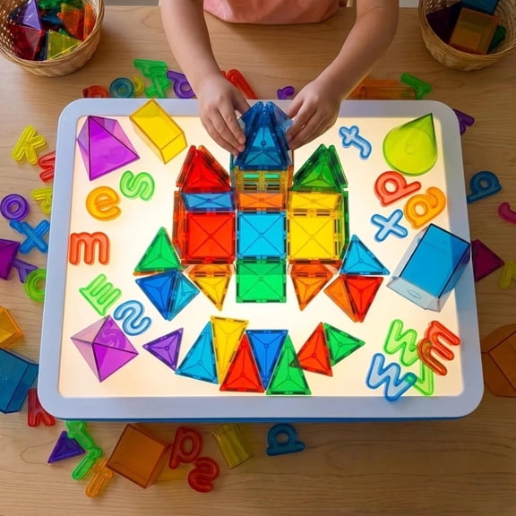 16" LED Light Table for Toddlers with 10 Brightness Levels & 3 Color Modes, Durable Portable Light Box for Kids Sensory Play, Tracing & Art, Ideal for Home & Classroom, Orange.