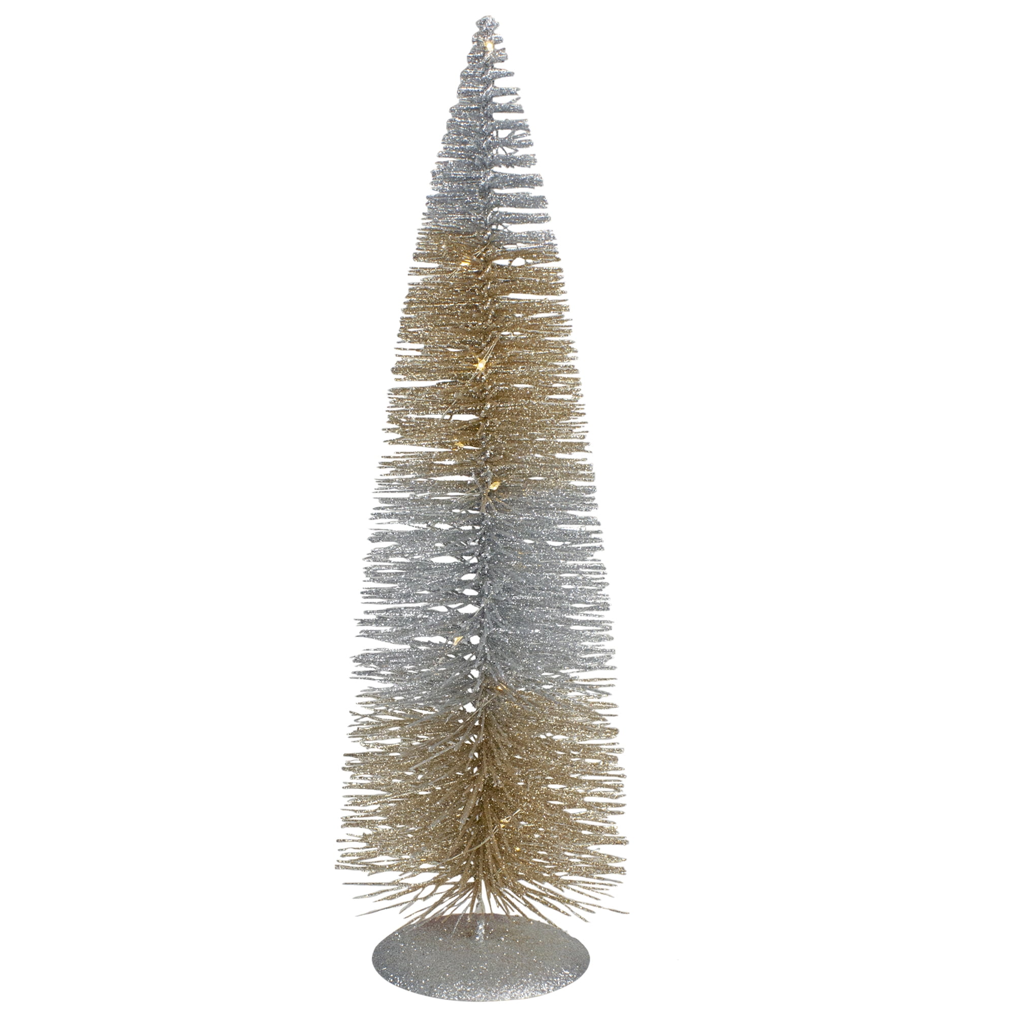 16" LED Lighted Silver and Gold Sisal Christmas Tree Warm White Lights