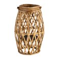 thumbnail image 1 of 16" Lantern - Brown Wicker and Iron Candle Holder - Modern and Contemporary Rustic Farmhouse Tabletop Decor for Indoor or Outdoor, 1 of 11