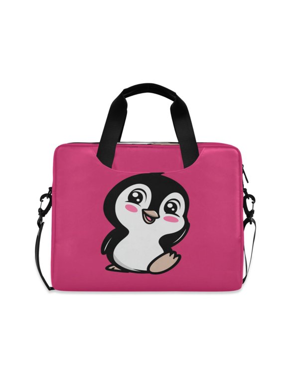 16" Laptop Briefcase, Detachable Anti-Slip Shoulder Strap, Multi-Compartment Work Travel Bag A Cute Cartoon Penguin
